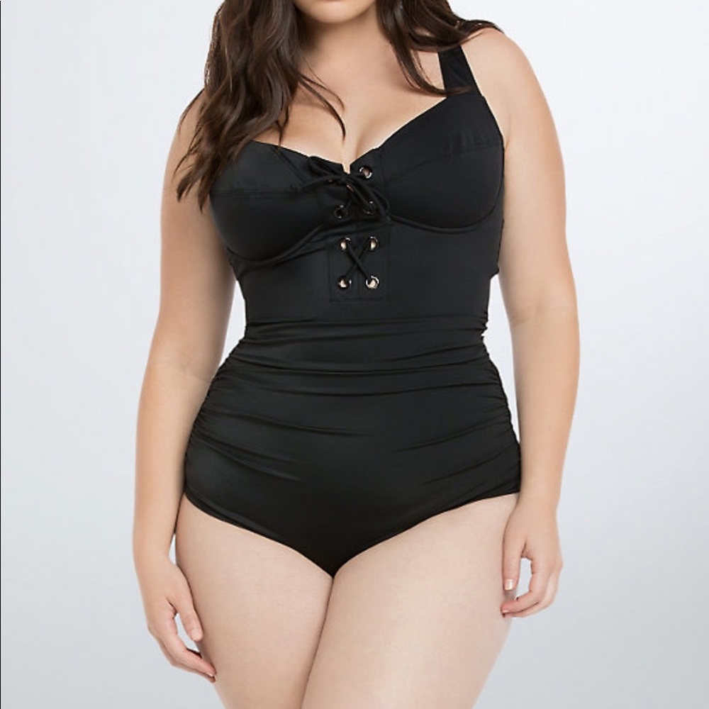 Torrid lace up swimsuit one piece